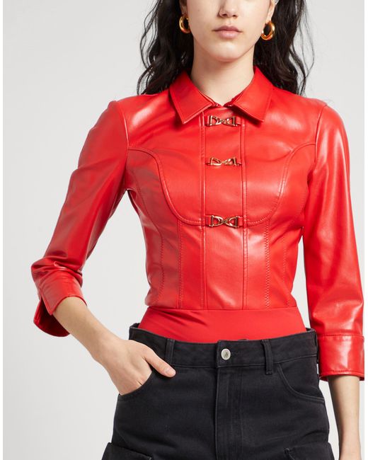 Elisabetta Franchi Red Bodysuit Polyester, Polyurethane, Polyamide, Elastane