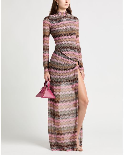 Missoni Pink Maxi Dress Viscose, Metallic Fiber, Polyamide