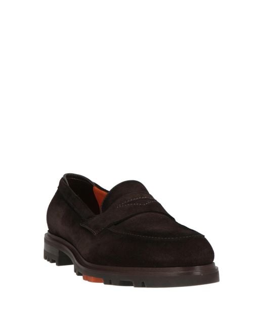 Santoni Black Dark Loafers Leather for men