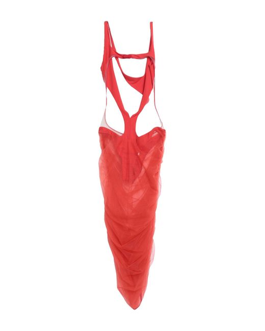 Mugler Red Midi-Kleid