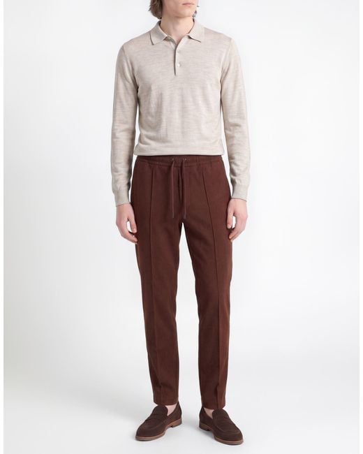 Isaia Brown Pants Cotton, Elastane for men