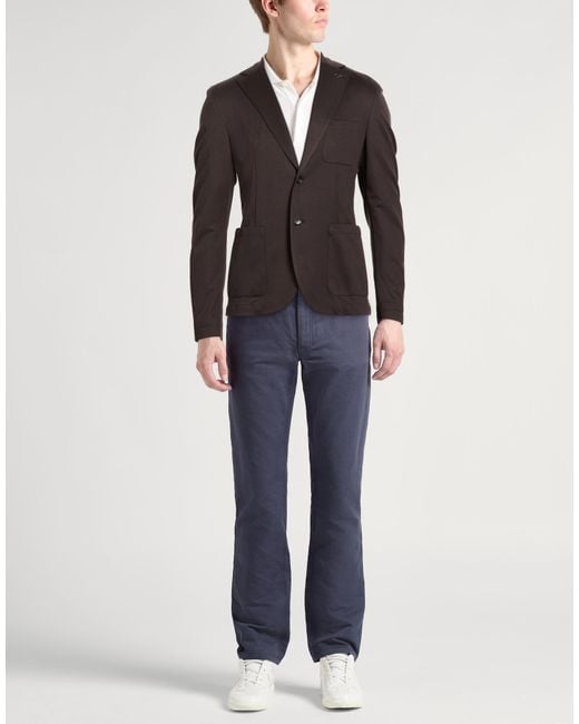 Paoloni Brown Chocolate Blazer Cotton, Polyamide, Elastane for men