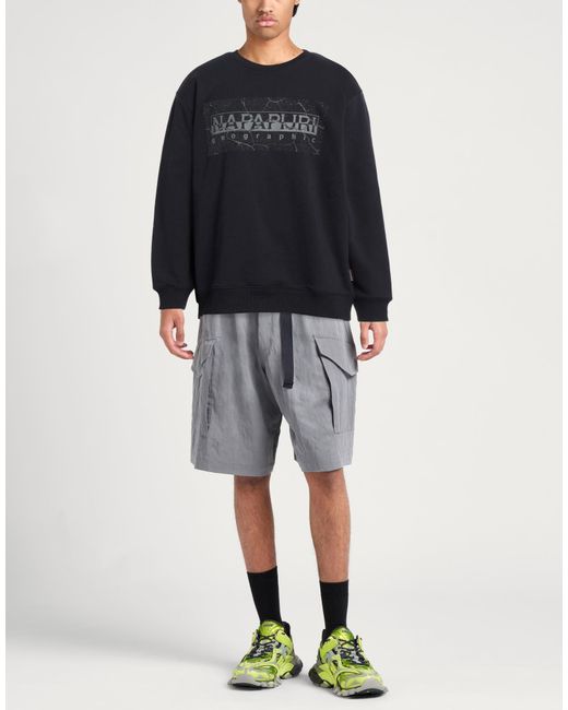 Napapijri Black Sweatshirt Cotton, Polyester, Elastane for men