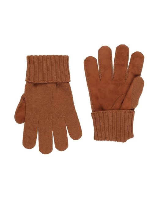 Dunhill Brown Camel Gloves Cashmere, Lambskin for men