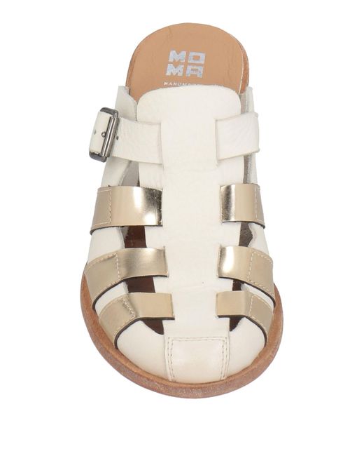 Moma White Cream Mules & Clogs Leather