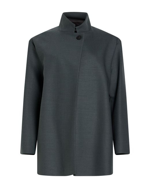 Fabiana Filippi Gray Deep Overcoat & Trench Coat Viscose, Silk, Cotton