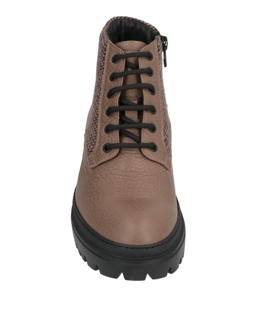 Giovanni Conti Brown Khaki Ankle Boots Leather, Textile Fibers for men
