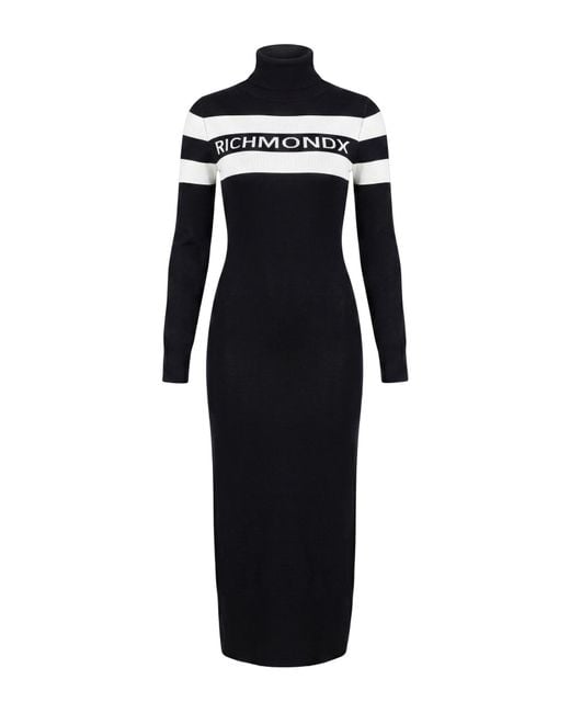 Richmond X Black Midi Dress Viscose, Nylon