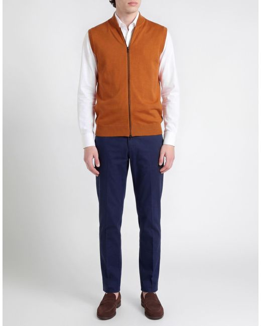 Alpha Studio Orange Cardigan Merino Wool for men