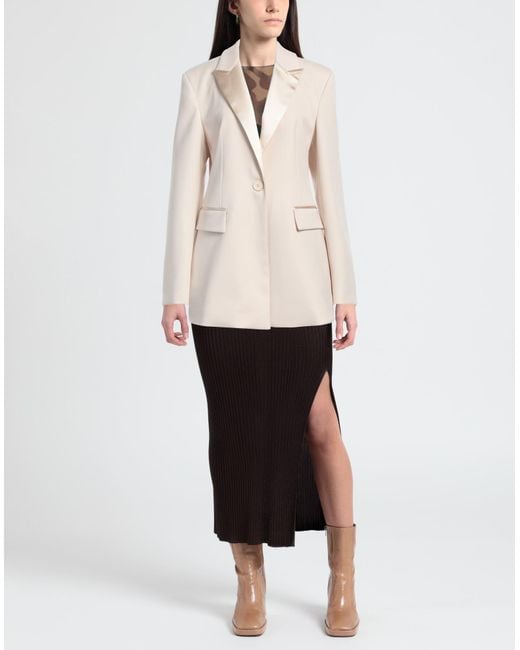 Semicouture Natural Blazer Polyester, Virgin Wool, Elastane