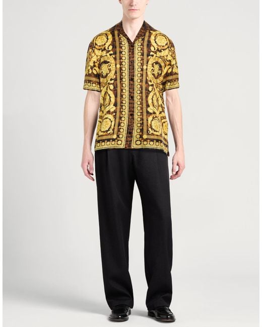 Versace Yellow Shirt Silk for men