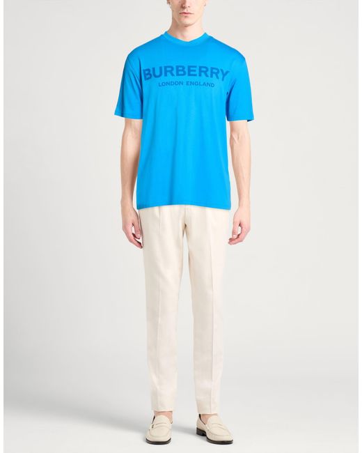Burberry Blue T-Shirt Cotton, Elastane for men