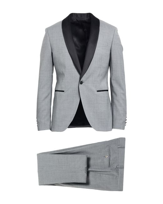 Paoloni Gray Suit Wool, Elastane for men