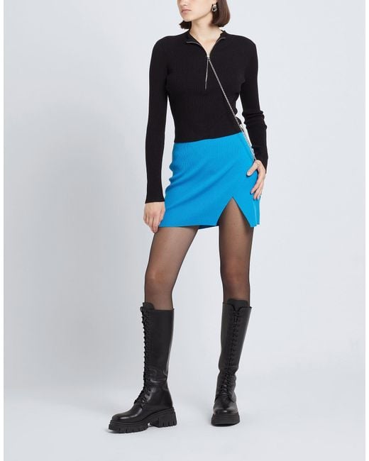 8 by YOOX Blue Mini Skirt