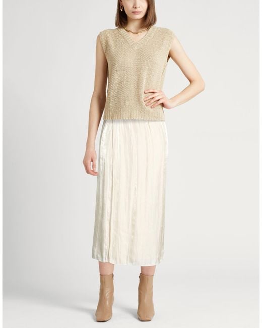 Gentry Portofino Natural Ivory Midi Skirt Polyester