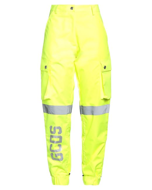 Gcds Yellow Pants Polyester, Polyurethane, Glass, Acrylic, Cotton