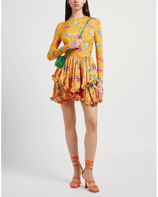 MSGM Orange Mini Dress Polyamide, Elastane