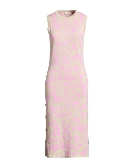 Agnona Pink Midi Dress Cotton, Cashmere, Metal