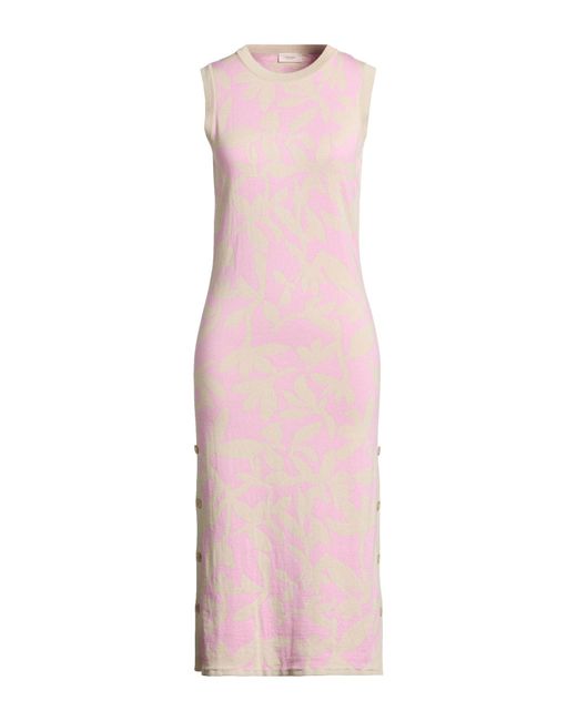 Agnona Pink Midi Dress Cotton, Cashmere, Metal