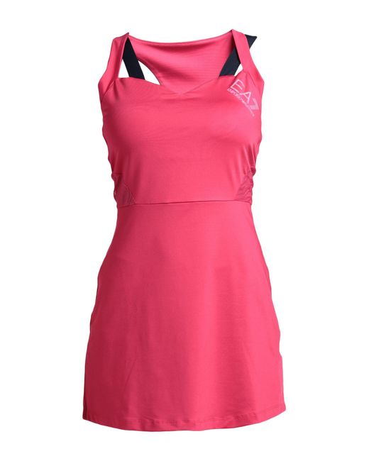EA7 Pink Fuchsia Mini Dress Polyester, Elastane