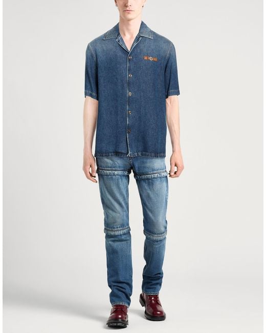 Versace Blue Denim Shirt Lyocell for men