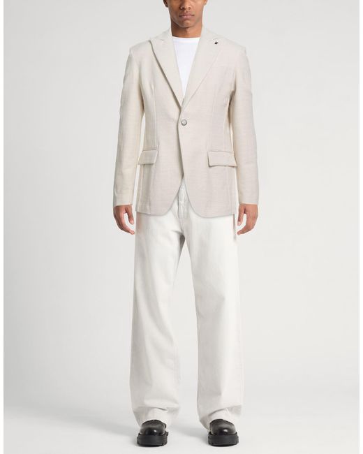 Messagerie Natural Ivory Blazer Cotton, Polyester, Linen for men