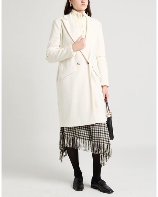 Fracomina White Collection Ivory Coat Polyester, Rayon