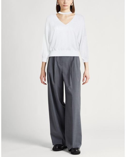 Peserico White Sweater Cotton, Viscose, Metallic Fiber, Polyester