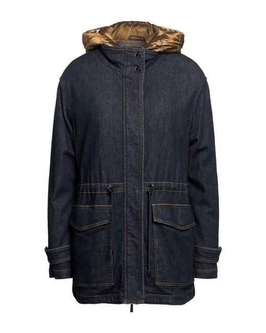 Moorer Blue Denim Outerwear Cotton, Cashmere, Elastane, Polyamide