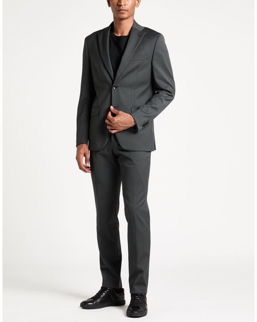 Paoloni Gray Suit Wool, Elastane for men