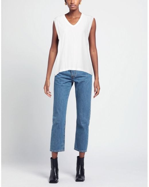 19.70 Nineteen Seventy White Top Lyocell, Cotton, Acetate, Silk