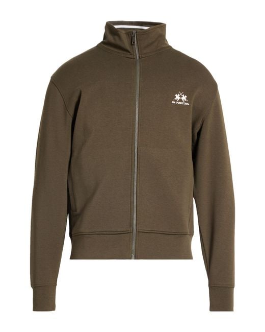 La Martina Green Military Sweatshirt Cotton, Polyester, Elastane for men