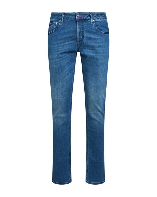 Hand Picked Blue Jeans Cotton, Elastomultiester, Elastane for men