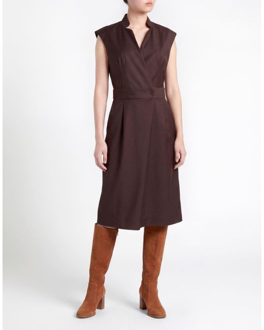 Dixie Brown Dark Midi Dress Polyester, Viscose, Elastane