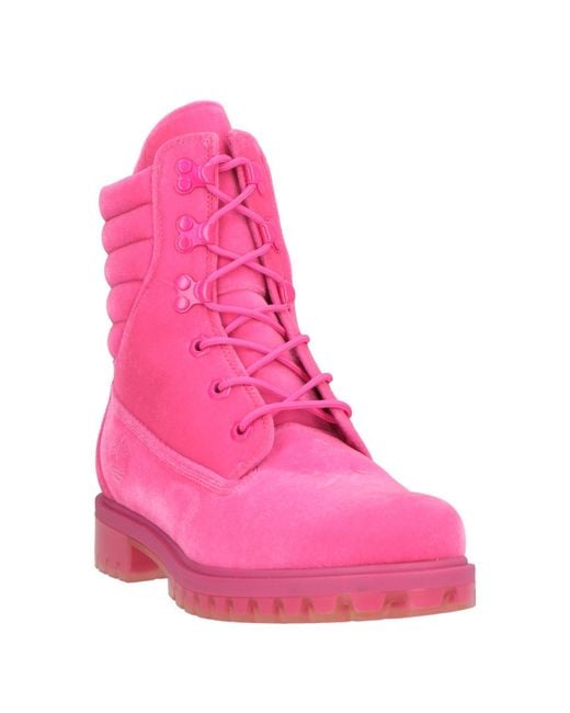 JIMMY CHOO X TIMBERLAND Pink Fuchsia Ankle Boots Textile Fibers