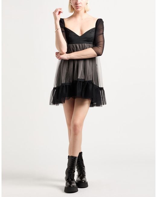 Philosophy Di Lorenzo Serafini Black Mini Dress Polyester, Polyamide, Elastane
