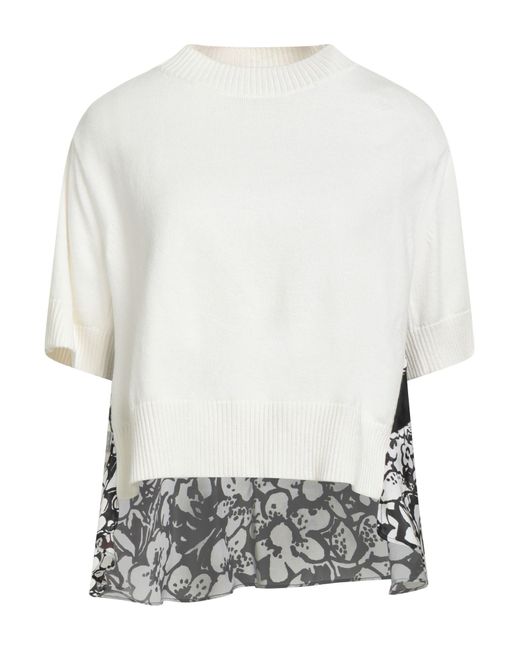 Sacai White Ivory Sweater Cotton, Polyester