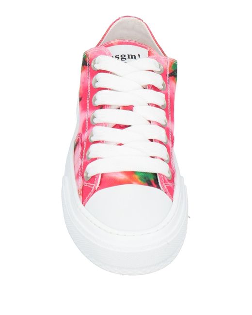 MSGM Pink Fuchsia Sneakers Leather, Textile Fibers