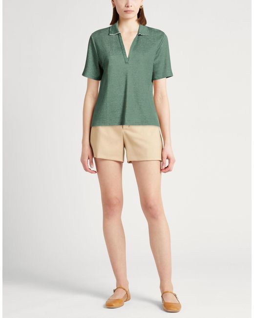Majestic Filatures Green Dark Polo Shirt Linen