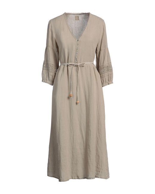 120% Lino Natural Midi Dress Linen
