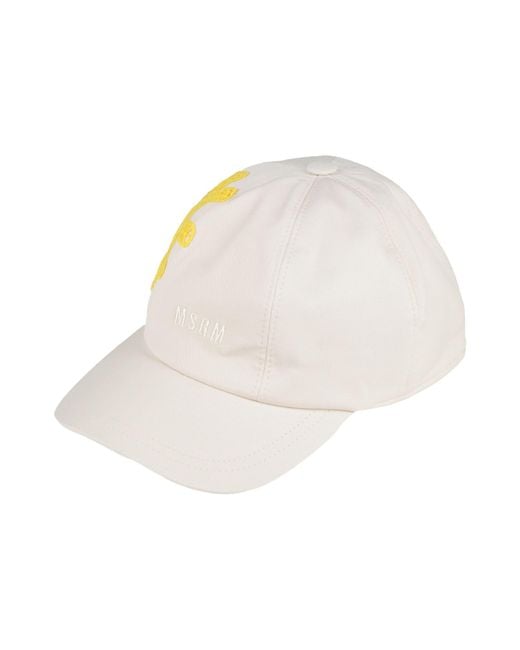 MSGM White Ivory Hat Cotton, Elastane