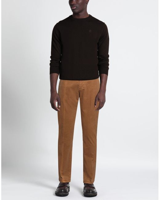 Entre Amis Brown Camel Pants Cotton, Elastane for men