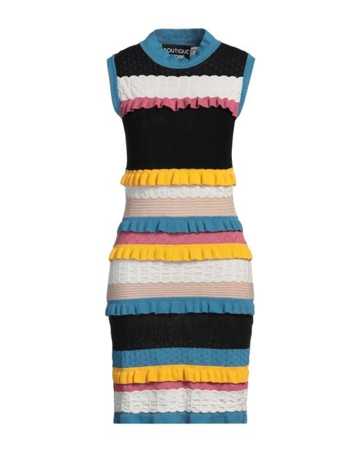 Boutique Moschino Blue Slate Mini Dress Virgin Wool, Polyamide, Elastane