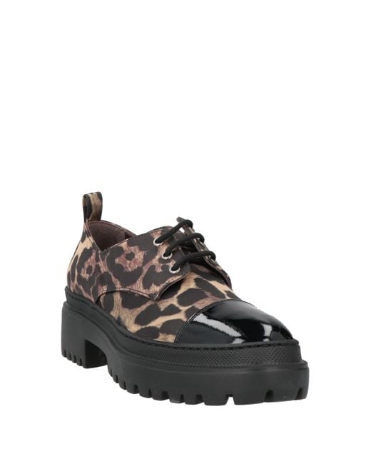 KARIDA Brown Lace-Up Shoes Leather, Textile Fibers
