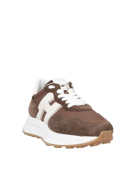 Hogan Brown Sneakers Leather, Textile Fibers