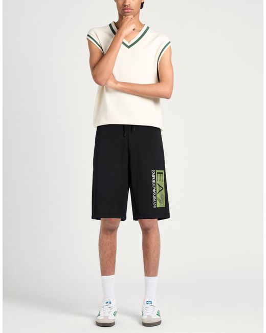 EA7 Black Shorts & Bermuda Shorts Polyester, Cotton for men
