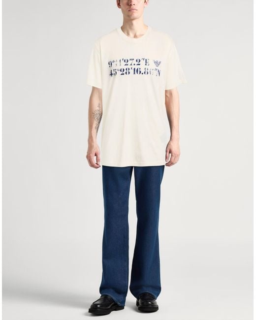 Emporio Armani White Cream T-Shirt Cotton for men