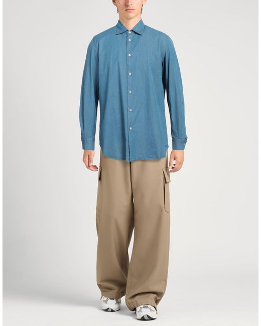 Boglioli Blue Denim Shirt Cotton for men