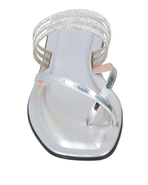Pollini White Thong Sandal Polyurethane, Pvc