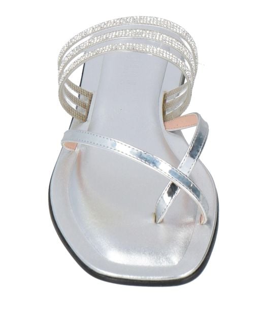 Pollini White Thong Sandal Polyurethane, Pvc